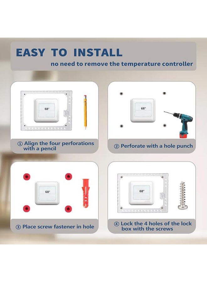 Large Thermostat Lock Box Cover with Key, Clear Thermostat Cover with Lock Compatible With Home Thermostat On Wall, AC Lock Box Cover with Key Fits Thermostats 4.8"H x 6" W or Smaller  - Image 4