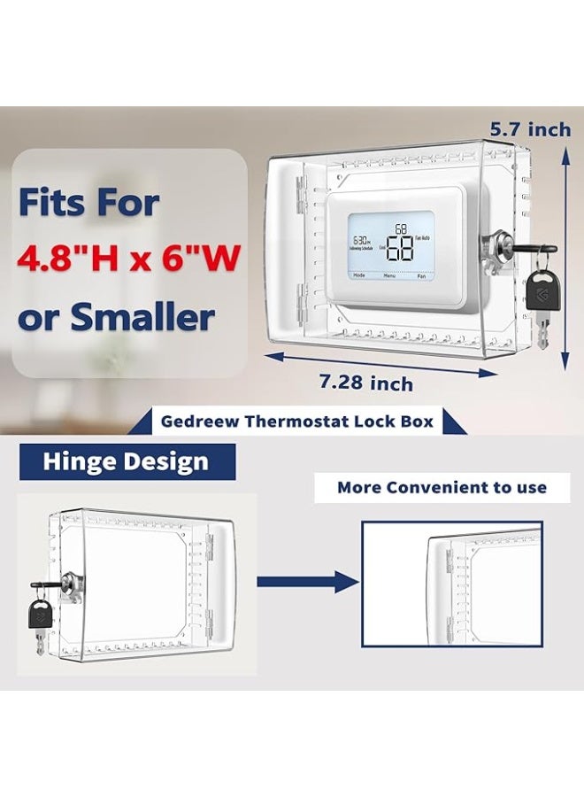 Large Thermostat Lock Box Cover with Key, Clear Thermostat Cover with Lock Compatible With Home Thermostat On Wall, AC Lock Box Cover with Key Fits Thermostats 4.8"H x 6" W or Smaller  - Image 2