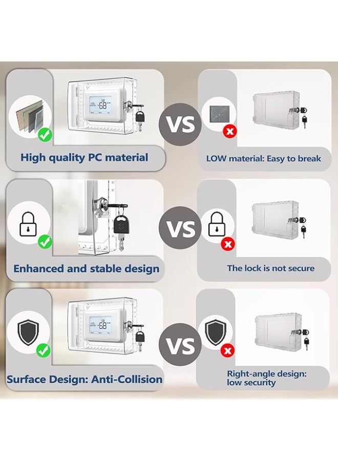 Large Thermostat Lock Box Cover with Key, Clear Thermostat Cover with Lock Compatible With Home Thermostat On Wall, AC Lock Box Cover with Key Fits Thermostats 4.8"H x 6" W or Smaller  - Image 3