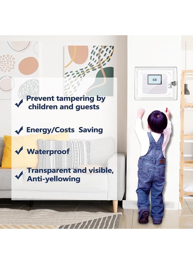 Large Thermostat Lock Box Cover with Key, Clear Thermostat Cover with Lock Compatible With Home Thermostat On Wall, AC Lock Box Cover with Key Fits Thermostats 4.8"H x 6" W or Smaller  - Image 5