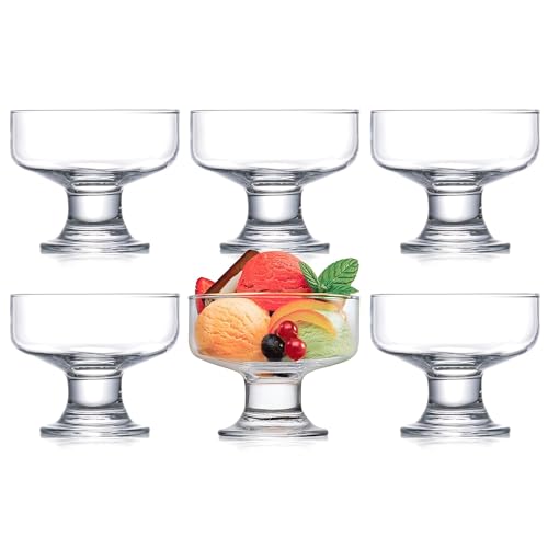 Mevanta Ice Cream Bowl & Cups 230ML Set of 6 Glass Dessert Cups Perfect for Sundae, Ice Cream, Fruit, Nuts, Trifle,Home,Gift Set (6, SK- M10) - Image 1