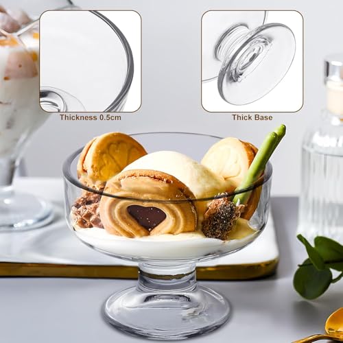 Mevanta Ice Cream Bowl & Cups 230ML Set of 6 Glass Dessert Cups Perfect for Sundae, Ice Cream, Fruit, Nuts, Trifle,Home,Gift Set (6, SK- M10) - Image 3