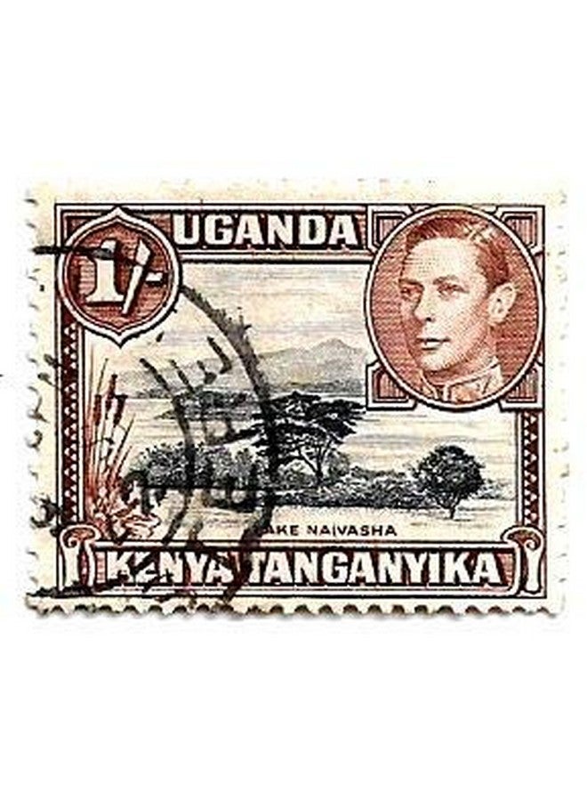 Mahaphilla ~ Rare British Colony Uganda Kenya Tanganyika KGVI 1 Shilling Stamps for Collection - Brown - Image 2