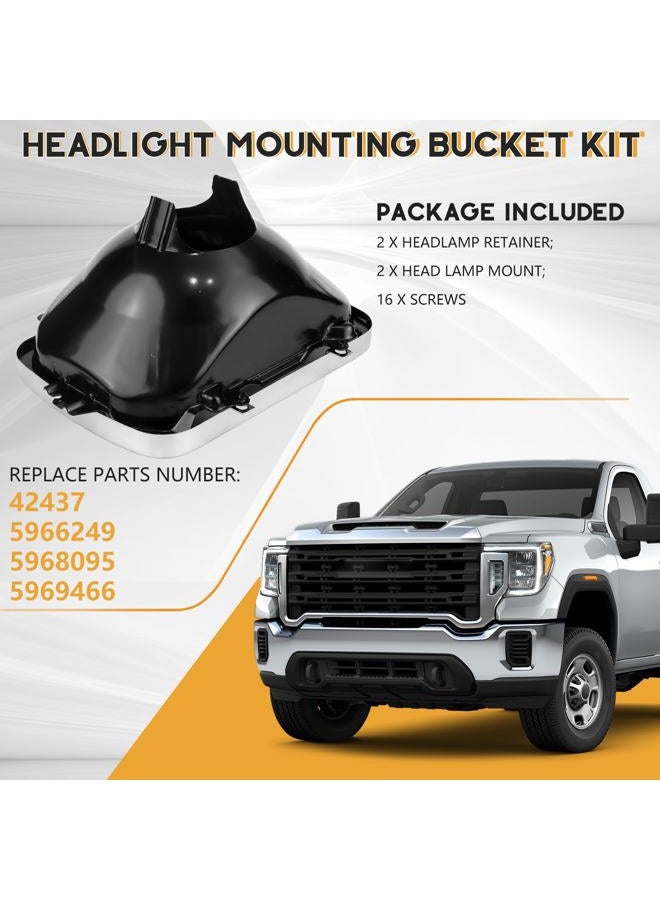 BHB 2P Headlight Mounting Bucket Kit 5x7 Compatible with 42437 Headlamp Mounting Replacement for Chevrolet Express GMC Cadillac Pontiac Oldsmobile Buick Savana 1500 2500 3500 Safari Yukon Topkick - Image 3