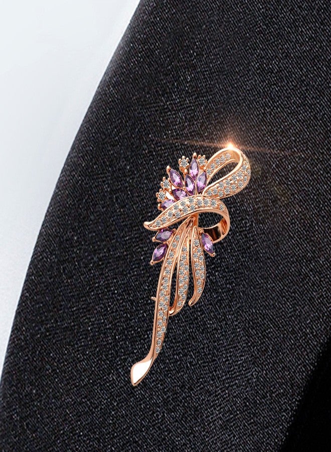 Merdia Created Crystal Brooch Fancy Vintage Style Flower Brooch Pin for Women, ladies with Blue/Purple Created Crystal | Vintage Fashion | Brooches and Pins for Women | Ladies Jewelry | Purple - Image 3