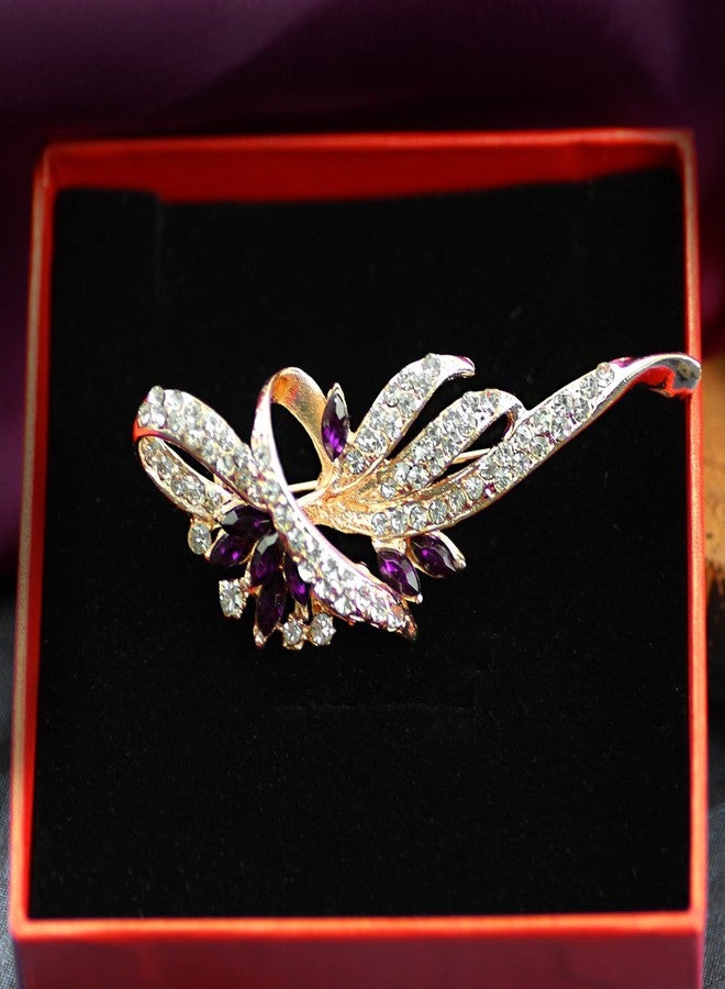 Merdia Created Crystal Brooch Fancy Vintage Style Flower Brooch Pin for Women, ladies with Blue/Purple Created Crystal | Vintage Fashion | Brooches and Pins for Women | Ladies Jewelry | Purple - Image 5