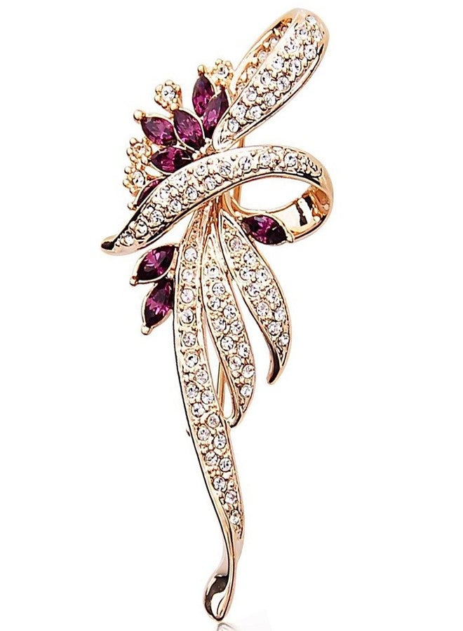 Merdia Created Crystal Brooch Fancy Vintage Style Flower Brooch Pin for Women, ladies with Blue/Purple Created Crystal | Vintage Fashion | Brooches and Pins for Women | Ladies Jewelry | Purple - Image 1