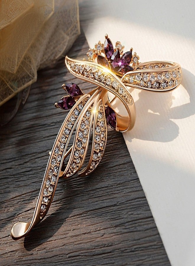 Merdia Created Crystal Brooch Fancy Vintage Style Flower Brooch Pin for Women, ladies with Blue/Purple Created Crystal | Vintage Fashion | Brooches and Pins for Women | Ladies Jewelry | Purple - Image 2