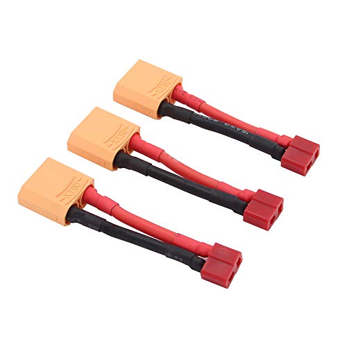OliYin 3pcs XT90 Male to T Plug Female Connector Converter Adaptor with 12awg 1.96inch Cable(Pack of 3) - Image 1