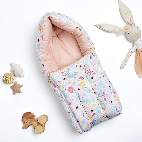 haus & kinder عش الحمل من هاوس وكيندر للمواليد الجدد حتى 6 أشهر - قطن بوبلين 3 في 1 عش حمل للأطفال وحقيبة نوم | عش نوم محمول للأطفال بألوان متعددة | الحجم المثالي لطفلك 67*30 سم | قرمزي - Image 2