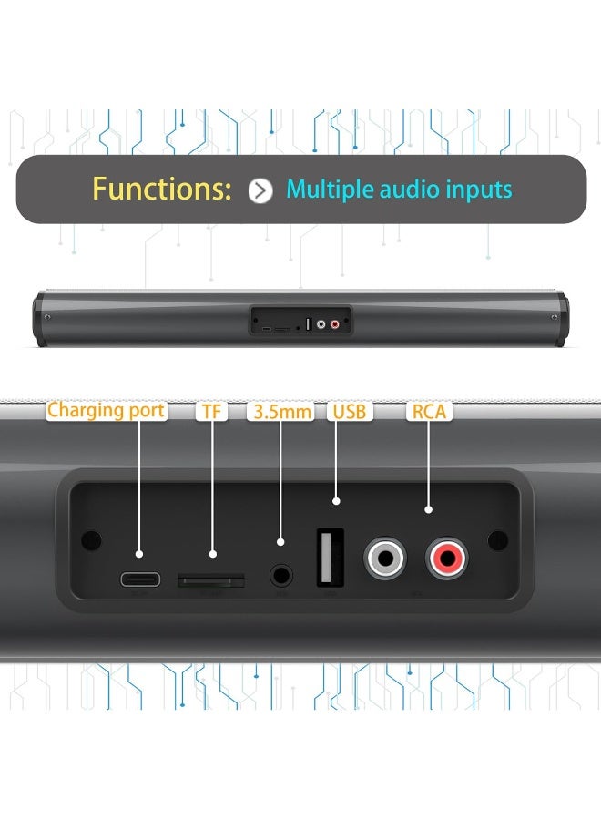 والالا شريط صوت بلوتوث 5.0 للتلفزيون الذكي، صوت منزلي مدمج بقوة 20 وات مع 4 مكبرات صوت، 6 أوضاع معادل، مخرج 80 ديسيبل، نظام مسرح قابل لإعادة الشحن، يدعم USB/AUX/TF/FM/TWS/RCA، يتضمن جهاز تحكم عن بعد - Image 5