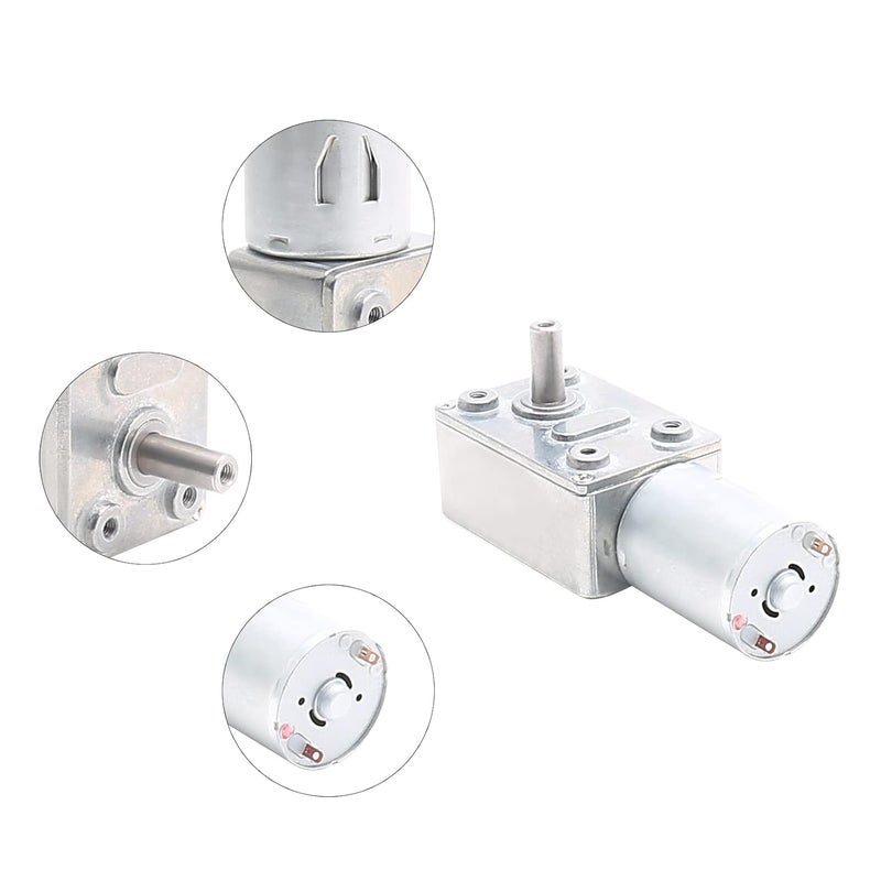 Jersvimc 12V 6RPM High Torque DC Motor, Mini JGY 370 Motor Worm Gear Motor Small Electric Low RPM Reducer Motors Micro Reversible Motor Worm Shaft - Image 4