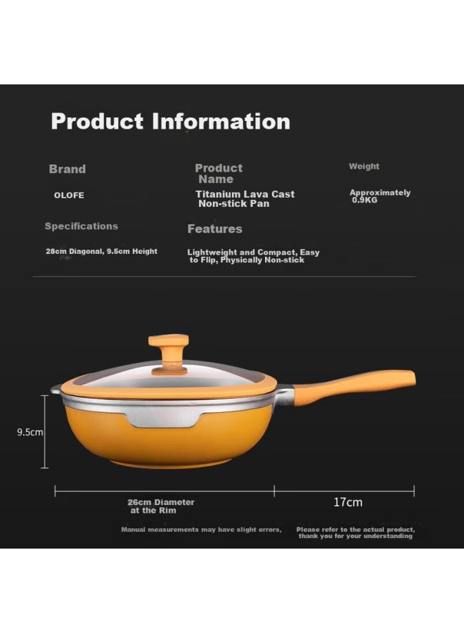 Olofe Square Non-stick Frying Pan Titanium Rock Coating Small Stir-fry Pan With Steaming Rack 28cm - Image 1