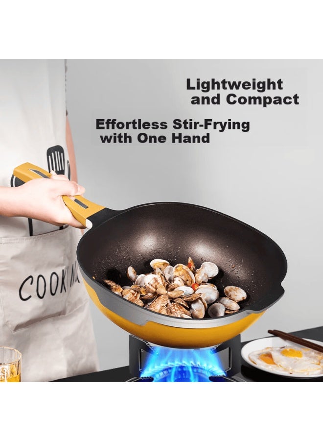 Olofe Square Non-stick Frying Pan Titanium Rock Coating Small Stir-fry Pan With Steaming Rack 28cm - Image 4
