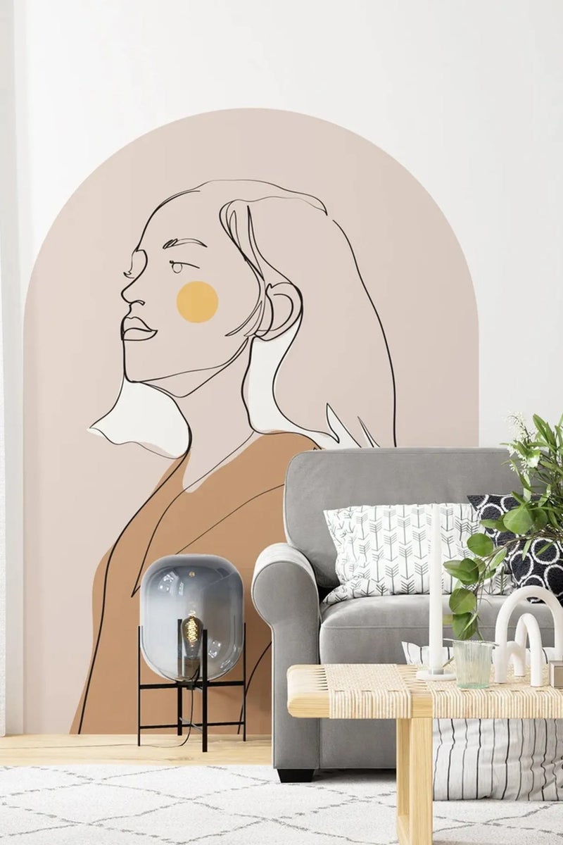 Kt Grup Artistic Woman Portrait Boho Belt Arch Minimal Wall Sticker  - Image 3