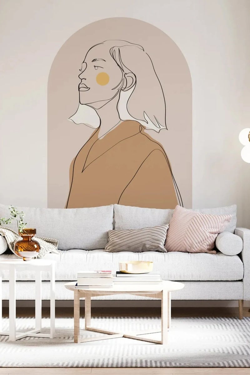 Kt Grup Artistic Woman Portrait Boho Belt Arch Minimal Wall Sticker  - Image 4