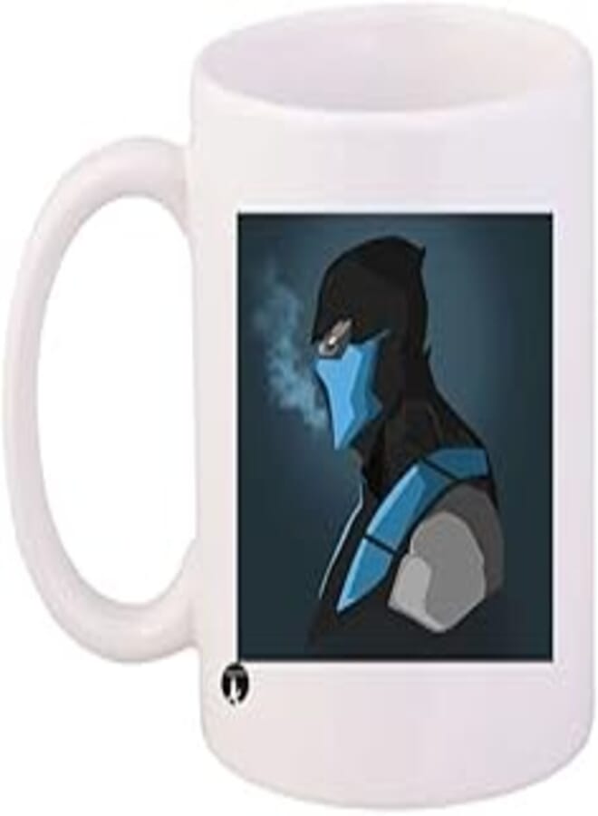 RYN Design Mortal Kombat Coffee Mug White/Blue/Black Standard Size