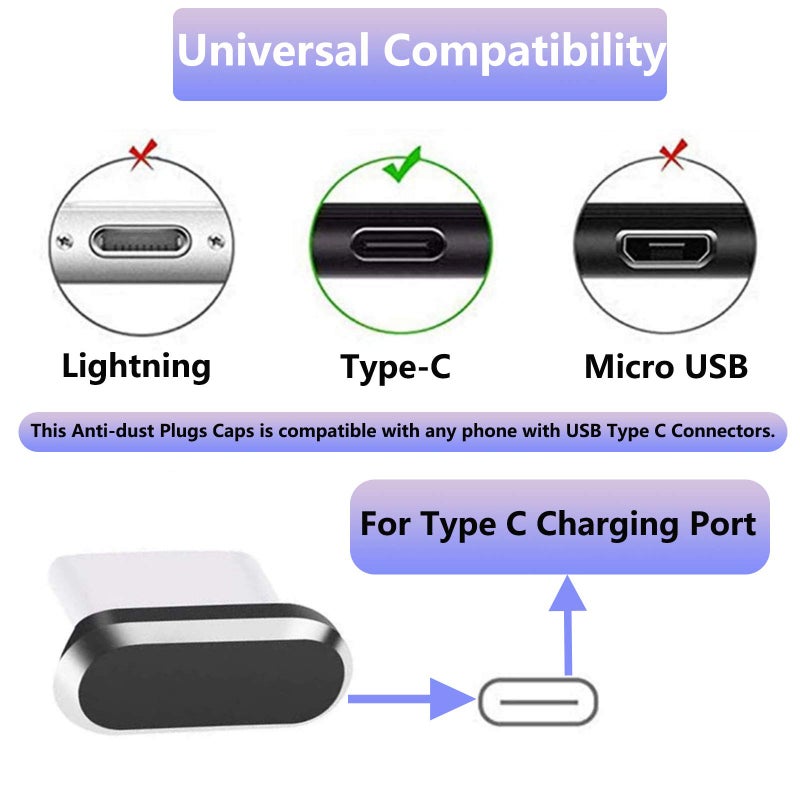 DFsucces USB Type C Anti Dust Plug,DFsucces USB C Port Plug Dust Caps Compatible for Type C Charging Port,Anti-Dust Pluggy for Type C Devices As Micro USB Android Models(2Pack,Black) - Image 3