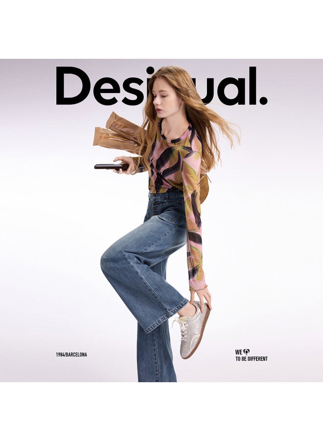 DESIGUAL women's Straight Leg Washed Denim Jeans With Multi-button Design - Spring/summer 2025 Collection - Image 3