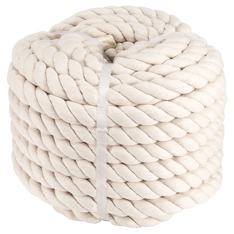 MUKLEI 1 Inch x 50 Feet Natural Twisted Cotton Rope Natural Thick Soft Rope Cotton Craft Rope for Sports Tug of War Outdoor Sports Wedding Home Decoration Beige