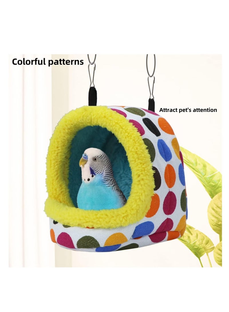 OMEVE Bird Nest, Insulated Thick Cotton Bed for Parrots, Hamsters, Chinchillas, Cozy Winter Sleeping Bag Warm Nest, Size 18x18x22cm, Hanging Hammock Toy & Locking Clip for Easy Attachment - Image 5