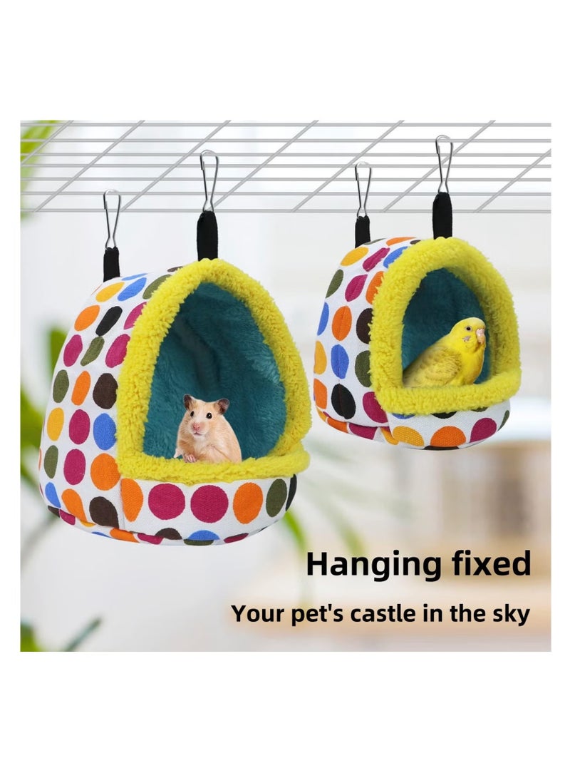 OMEVE Bird Nest, Insulated Thick Cotton Bed for Parrots, Hamsters, Chinchillas, Cozy Winter Sleeping Bag Warm Nest, Size 18x18x22cm, Hanging Hammock Toy & Locking Clip for Easy Attachment - Image 3