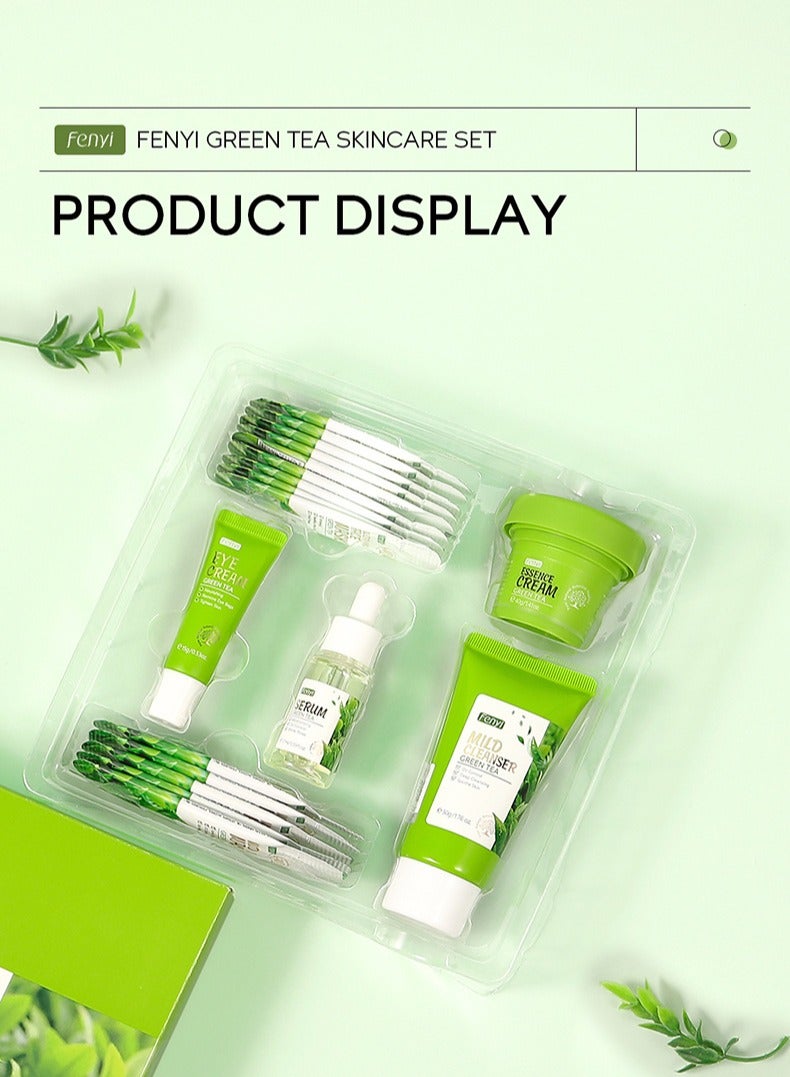 فيني مجموعة منتجات العناية بالوجه والعناية بالبشرة بالشاي الأخضر 6 قطع/ترطيب/تفتيح لون البشرة/مناسبة لأي نوع بشرة - Image 2
