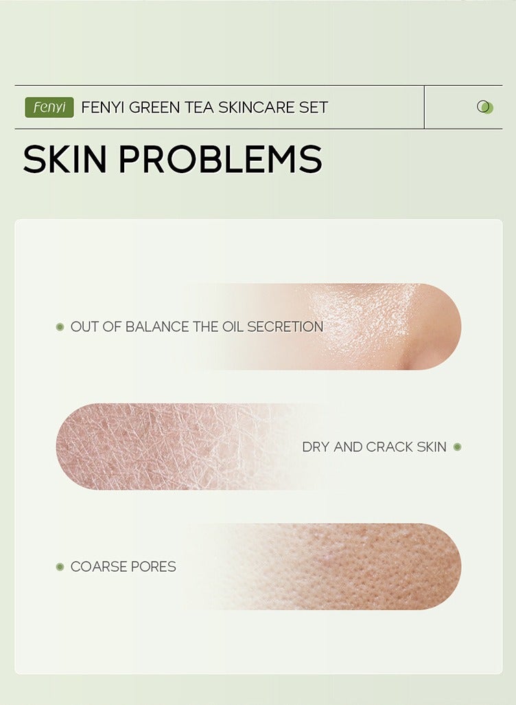 فيني مجموعة منتجات العناية بالوجه والعناية بالبشرة بالشاي الأخضر 6 قطع/ترطيب/تفتيح لون البشرة/مناسبة لأي نوع بشرة - Image 5