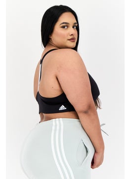 Adidas Women Plus Size Brand Logo Padded Sports Bra, Black  - Image 2