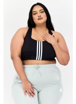Adidas Women Plus Size Brand Logo Padded Sports Bra, Black  - Image 1