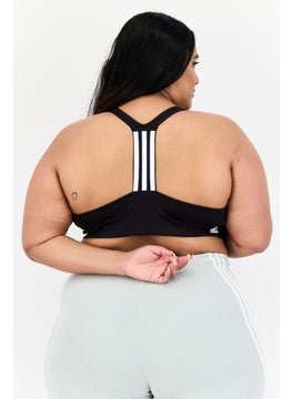 Adidas Women Plus Size Brand Logo Padded Sports Bra, Black  - Image 3