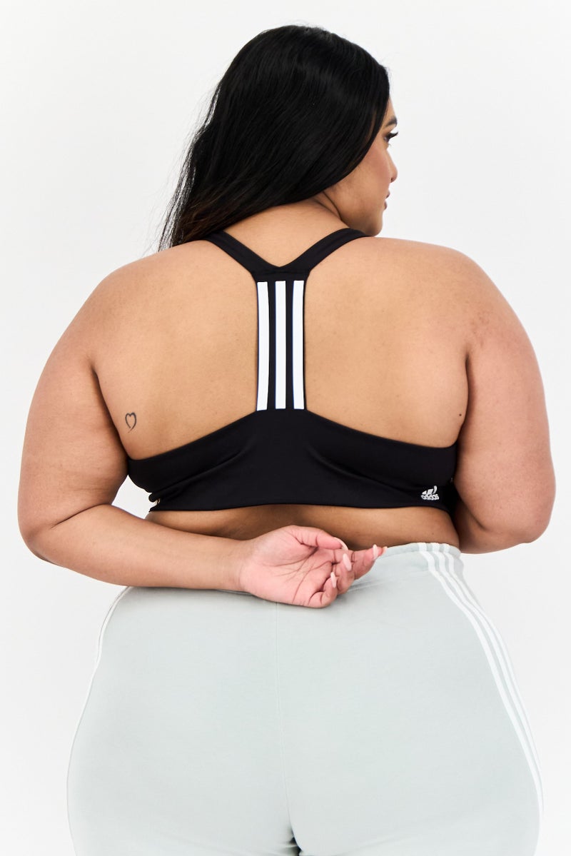 Adidas Women Plus Size Brand Logo Padded Sports Bra, Black - Image 3