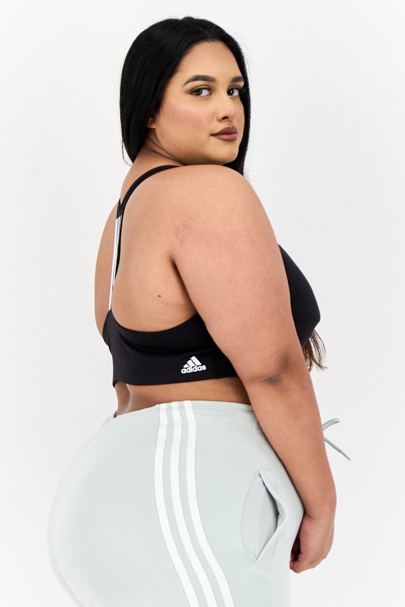 Adidas Women Plus Size Brand Logo Padded Sports Bra, Black - Image 2