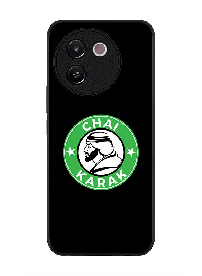 Stylizedd Rugged Black edge case for Vivo V30e, Slim fit Soft Case Flexible Rubber Edges Anti Drop TPU Gel Thin Cover -  Chai Karak - Image 1