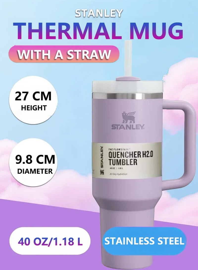 Stanley Stainless steel vacuum cup with lid and straw for ice and cold drinks - Image 1