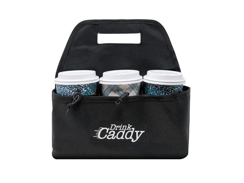 Drink Caddy Portable Drink Carrier and Reusable Coffee Cup Holder 6 Cup Collapsible Tote Bag with Organizer Pockets Safely Secures Hot and Cold Beverages Perfect for Food Delivery and Take Out 6