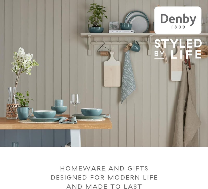 Denby  Elements Fern Green Dinner Set For 14 Piece Ceramic Tableware  Dishwasher Microwave Safe Crockery Single Place Setting  1 x Dinner Plate 1 x Small Plate 1 x Cereal Bowl 1 x Coffee Mug - Image 4