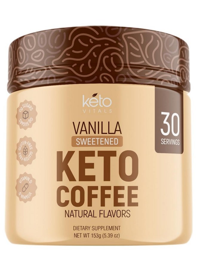 Keto Vitals Keto Vitals Instant Keto Coffee Powder - 30 Servings - Low-Calorie Vanilla Sweetened Coffee with Keto-Friendly Creamer  - Image 1