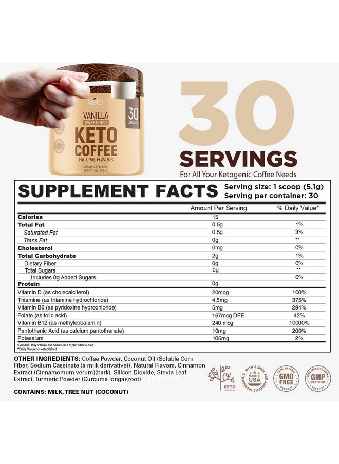 Keto Vitals Keto Vitals Instant Keto Coffee Powder - 30 Servings - Low-Calorie Vanilla Sweetened Coffee with Keto-Friendly Creamer  - Image 2