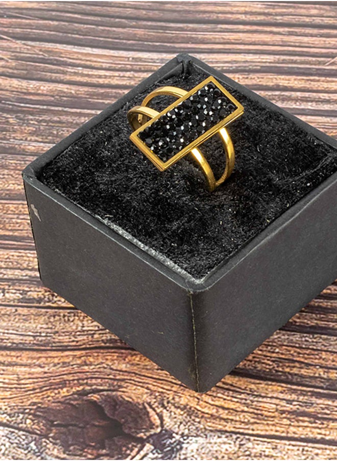 Black Zirconic Golden Stainless Steel Ring Size 19 - pzsku/Z51EF8E9F009EE2B882F8Z/45/_/1737287586/0946dc86-2256-46db-b730-f86ed9e91648