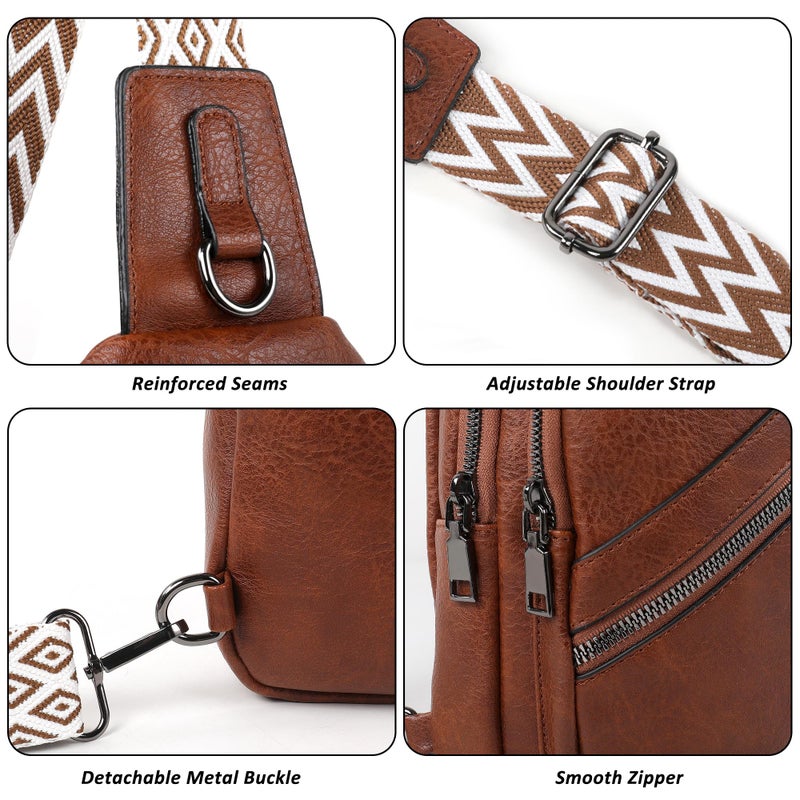 TANTOMI Sling Bag Crossbody Bags for Women Leather Cross Body Bag Trendy Fanny Pack Chest Travel Purse with Adjustable Strap - Image 5