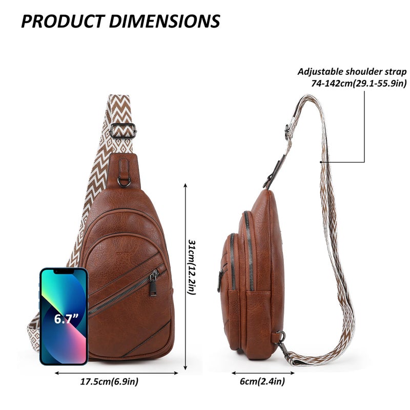 TANTOMI Sling Bag Crossbody Bags for Women Leather Cross Body Bag Trendy Fanny Pack Chest Travel Purse with Adjustable Strap - Image 3