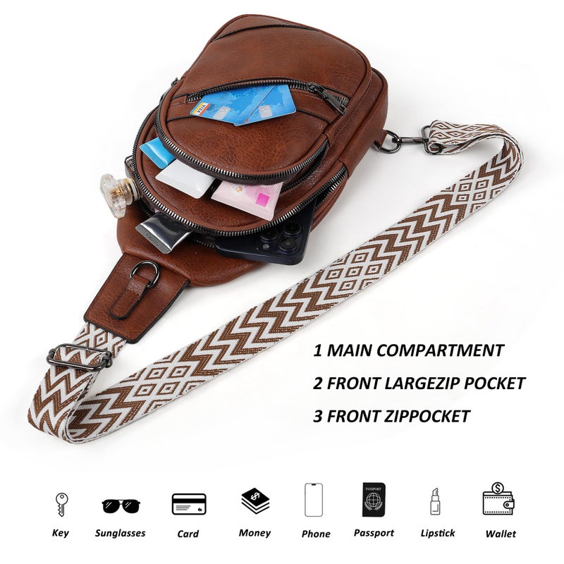TANTOMI Sling Bag Crossbody Bags for Women Leather Cross Body Bag Trendy Fanny Pack Chest Travel Purse with Adjustable Strap - Image 4