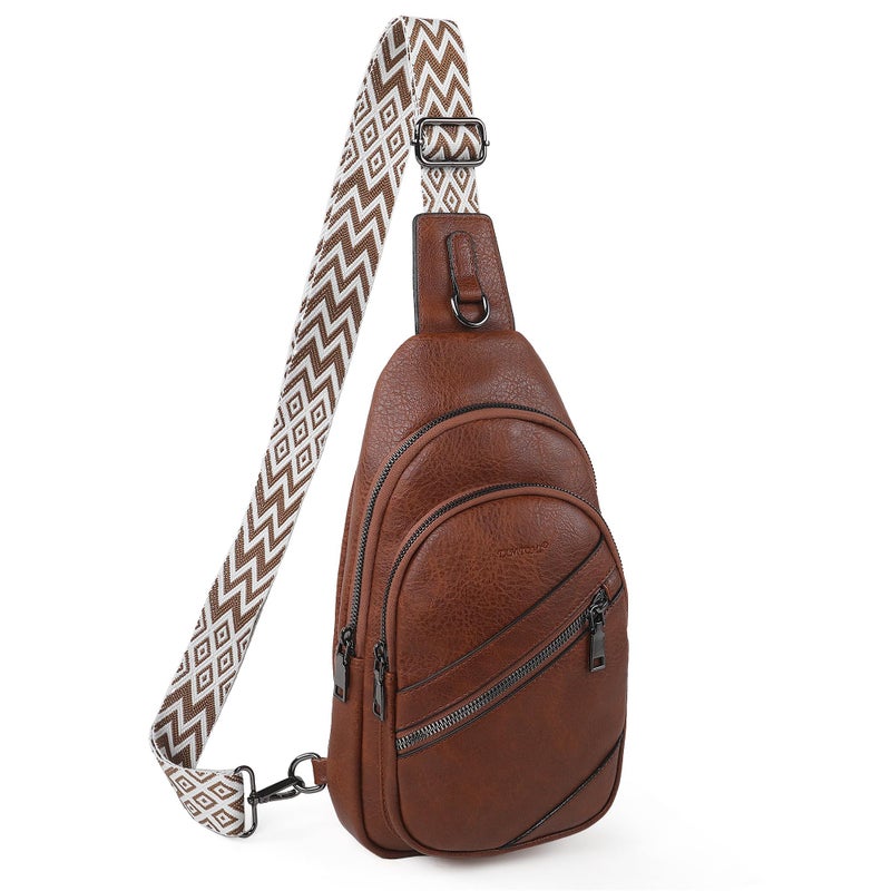 TANTOMI Sling Bag Crossbody Bags for Women Leather Cross Body Bag Trendy Fanny Pack Chest Travel Purse with Adjustable Strap - Image 1