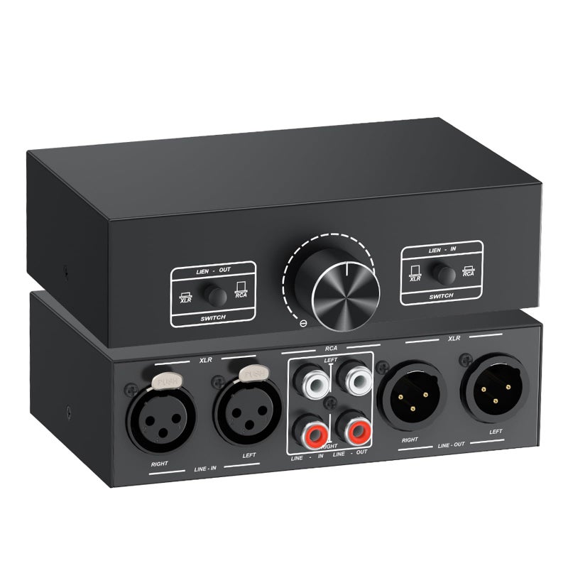 PROZOR 2IN2OUT XLR BalancedRCA Converter Audio Selector Splitter Passive Switch Box with Volume Control - Image 2