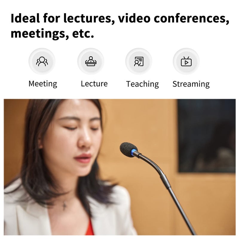 BOYA Desktop Gooseneck Condenser Microphone 18" Podium Microphones with Mute Button LED Indicator XLR Mic for Meetings Video Conferences Streaming Lectures BY-GM18C - Image 5