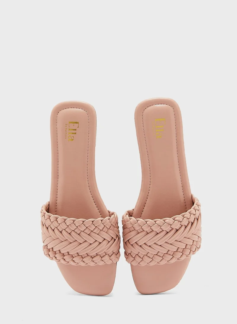 ELLA Braided Square Toe Flat Sandal