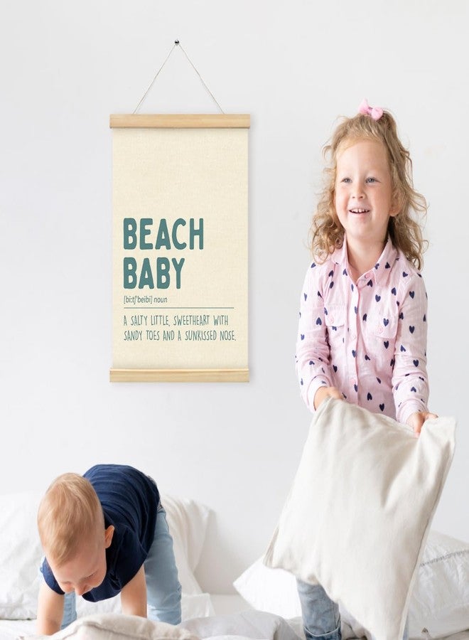 PLKMN Coastal Nursery Wall Art with Wooden Poster Hanger, Beach Baby Decor for Toddler Kids Room Bedroom Playroom, Baby Boy Decor, 12x16 Inch - Image 3