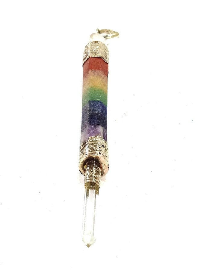 CA AGATE Seven chakra Pencil crystal Point Pendant Necklace Healing Crystal Gemstone Jewelry - Image 1