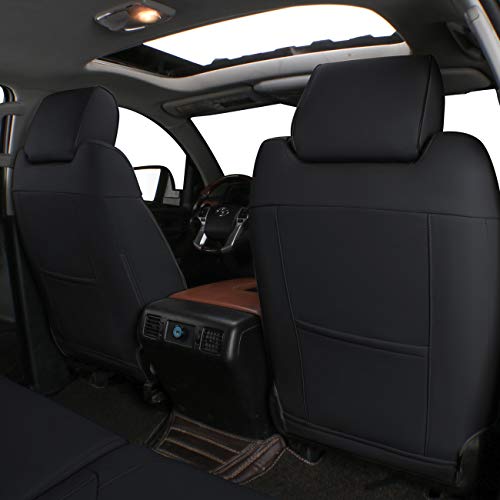 EKR Custom Fit Full Set Car Seat Covers for Select Toyota Tundra 2022 2023 2024 - Leatherette (Black) - Image 3